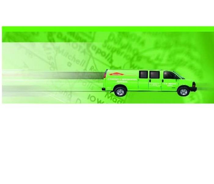 Photo of green SERVPRO van